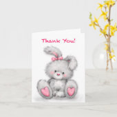 Schattige konijn gezegde "Dank u". Kaart (Gele Bloem)