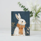 Schattige Konijn Gezellig Winter Night Woodland Ch Briefkaart (Staand voorkant)