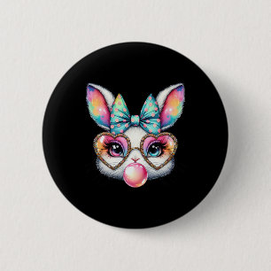 Schattige konijn gezicht Coquette boog Paasdag Gir Ronde Button 5,7 Cm