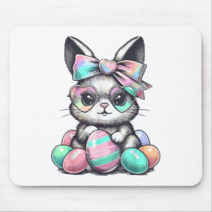 Schattige Konijn Gezicht Tie Dye Gles Eggs Bunny P Muismat
