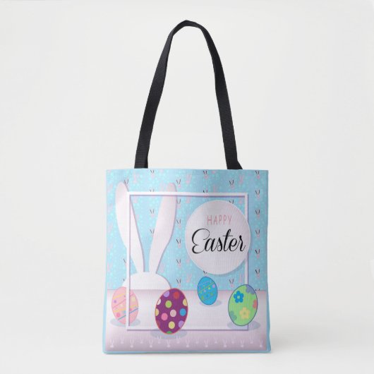 Schattige konijn Happy Easter Egg Hunt Party Sprin Tote Bag (Voorkant)