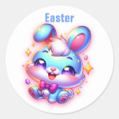 Schattige konijn Happy Easter | Ronde Sticker (Voorkant)