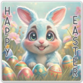 Schattige konijn Happy Eastter sticker (Voorkant)