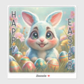 Schattige konijn Happy Eastter sticker (Vel)