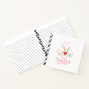 Schattige konijn Happy Valentine's Day   Notitiebo Notitieboek