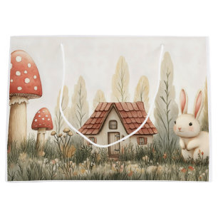 Schattige konijn, huisje, paddenstoelen sprookjesa groot cadeauzakje