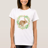 Schattige konijn in bloemenkrans t-shirt (Voorkant)