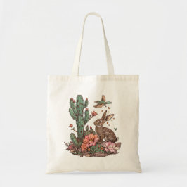 Schattige konijn in de woestijn tote bag