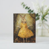 Schattige konijn in een geel jurkje briefkaart (Staand voorkant)