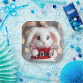 Schattige konijn in een kerstkostuum papieren bordje (Feest)