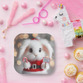 Schattige konijn in een kerstkostuum papieren bordje (Feest)