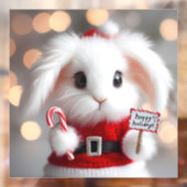 Schattige konijn in een kerstkostuum raamsticker (Vel 2)