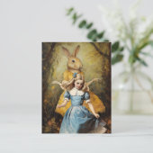 Schattige konijn in geel met  Alice Briefkaart (Staand voorkant)