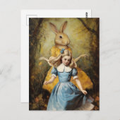 Schattige konijn in geel met  Alice Briefkaart (Voorkant / Achterkant)