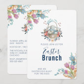 Schattige konijn in mand & tulp bloemetjes paasbru kaart (Voorkant / Achterkant)