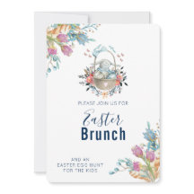 Schattige konijn in mand & tulp bloemetjes paasbru