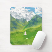 Schattige konijn in Mountain Uitzicht Mousepad Muismat (Met muis)