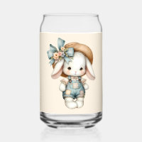 Schattige konijn in Overalls met Straw Pet & Bow