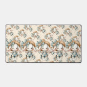 Schattige konijn in Overalls met Straw Pet & Bow Bureaumat (Voorkant)