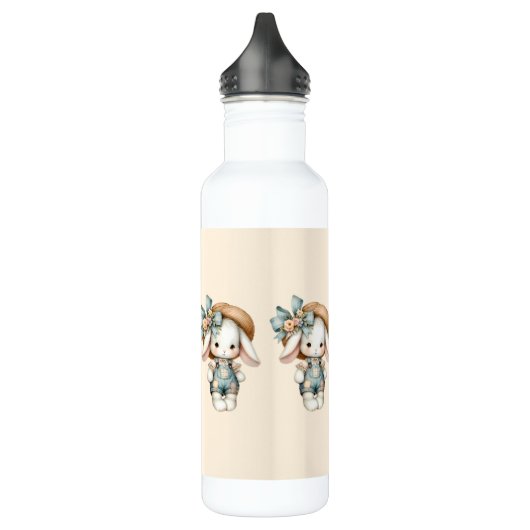 Schattige konijn in Overalls met Straw Pet & Bow Waterfles (Links)
