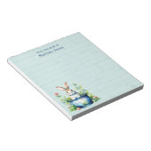 Schattige Konijn in Plant Pot, Waterverf Flowers Notitieblok (Schuin)