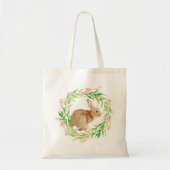 Schattige konijn in Waterverf Bloemenkrans Tote Bag (Voorkant)