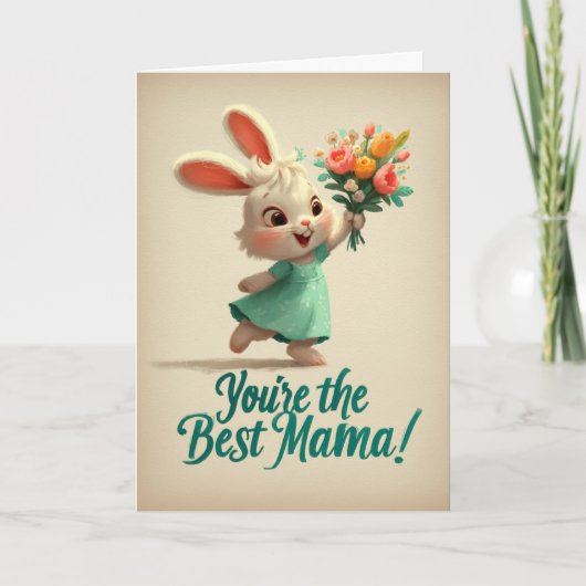Schattige Konijn Je Bent de Beste Mama Kaart (Voorkant)