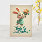 Schattige Konijn Je Bent de Beste Mama Kaart (Gele Bloem)