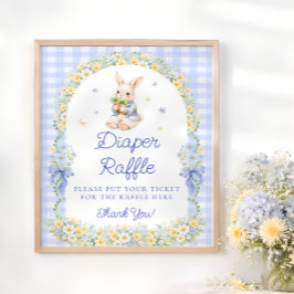Schattige Konijn Jongen Baby Shower Luier Raffle Poster