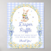 Schattige Konijn Jongen Baby Shower Luier Raffle Poster (Voorkant)