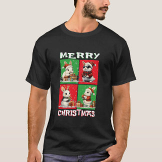 Schattige konijn Kerstdieren Lover Vrolijk Kerstfe T-shirt
