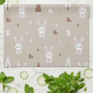 Schattige Konijn Kinder Patroon Keuken Handdoek
