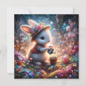Schattige konijn kleurrijke sprankelende tuin Pase Feestdagenkaart (Voorkant)