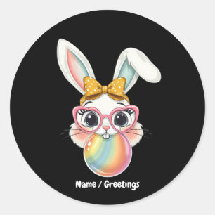 Schattige konijn konijn konijntje blaas bubbel kau ronde sticker