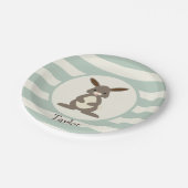 Schattige konijn, konijn op Light Sage Green Papieren Bordje (Gekanteld)