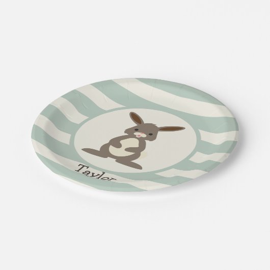 Schattige konijn, konijn op Light Sage Green Papieren Bordje (Gekanteld)
