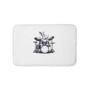 Schattige konijn konijn speelt drums konijnen drum badmat
