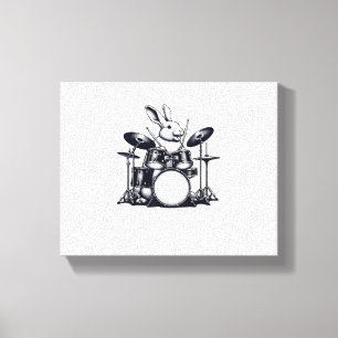 Schattige konijn konijn speelt drums konijnen drum canvas afdruk