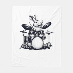 Schattige konijn konijn speelt drums konijnen drum fleece deken