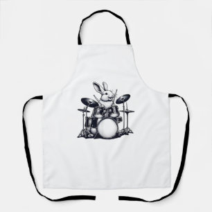 Schattige konijn konijn speelt drums konijnen drum schort