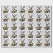 Schattige konijn lezen boek retro kinderen cadeaupapier (Vlak)