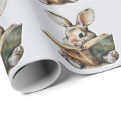 Schattige konijn lezen boek retro kinderen cadeaupapier (Rol Hoek)