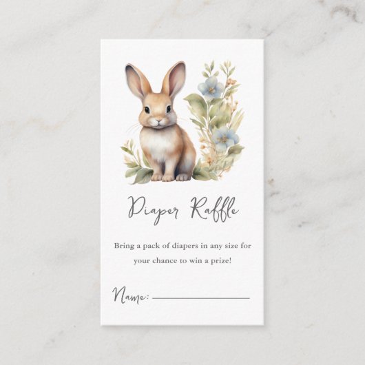 Schattige konijn luier rafel Baby shower Informatiekaartje (Voorkant)