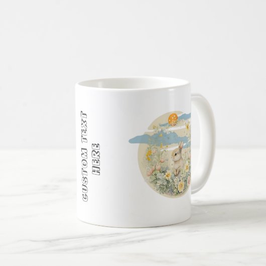 Schattige konijn met aangepaste tekst koffiemok (Voorkant rechts)