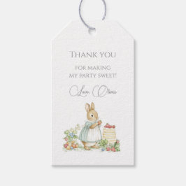 Schattige konijn met aardbeien cadeaulabel