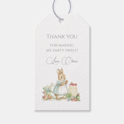 Schattige konijn met aardbeien cadeaulabel (Voorkant)