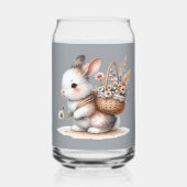 Schattige konijn met bloemen Waterverf Art Blikvorm Glas (Voorkant)