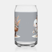 Schattige konijn met bloemen Waterverf Art Blikvorm Glas (Rechts)
