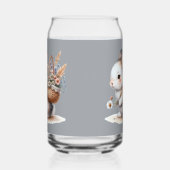 Schattige konijn met bloemen Waterverf Art Blikvorm Glas (Links)