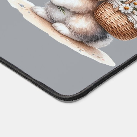 Schattige konijn met bloemen Waterverf Art Bureaumat (Hoek)